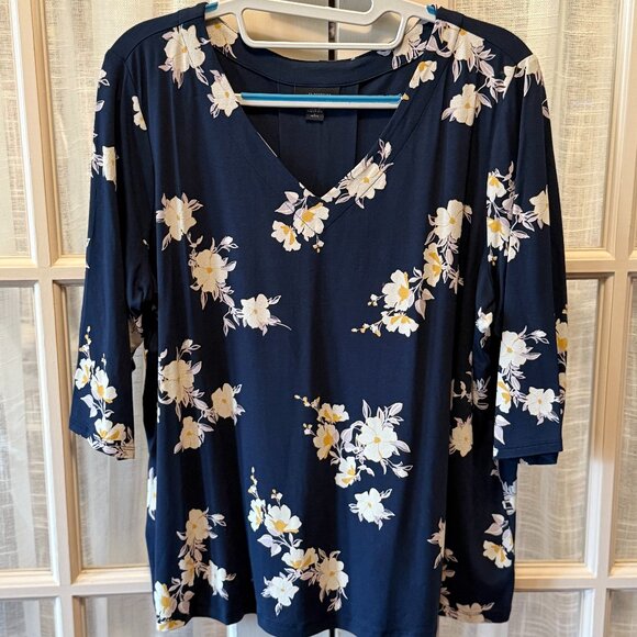 J. Jill 3/4 Sleeve Floral Blouse - Picture 1 of 3